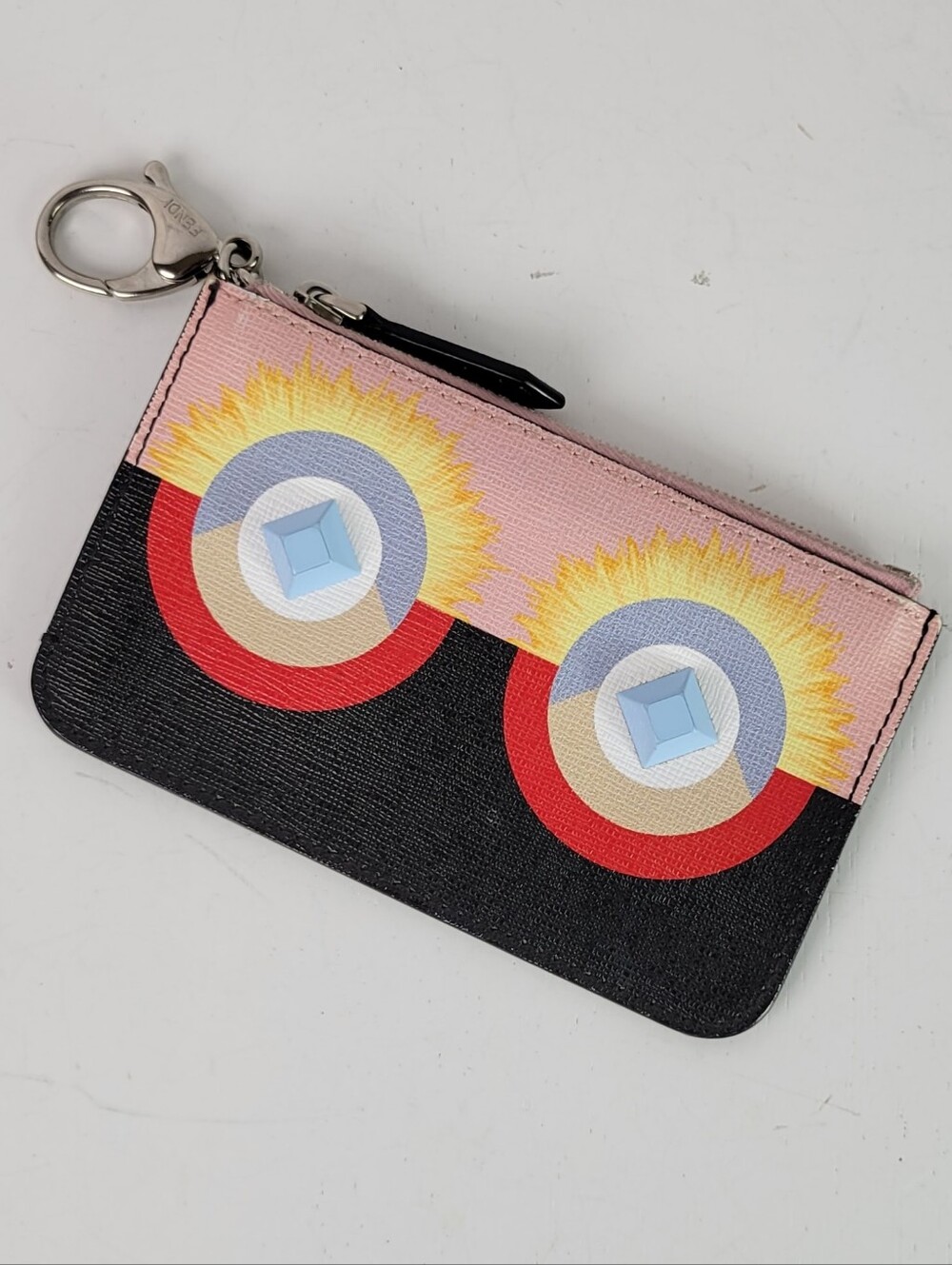 FENDI Hypnoteyes Vitello Leather Keychain Wallet